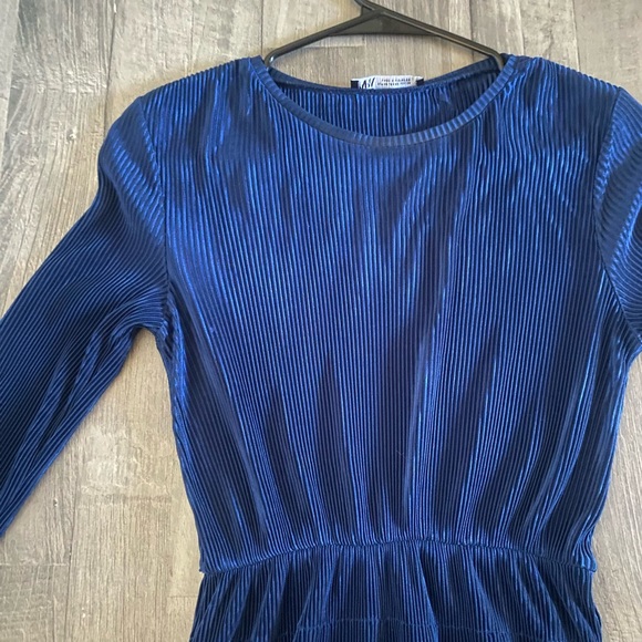 Elegant Navy Blue Long Sleeve Dress - Picture 3 of 7